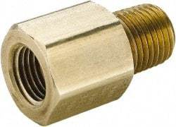 Parker - 3/8 Male Thread x 3/8 Female Thread, Brass Industrial Pipe Adapter - MNPTF x FBSPP, 1,000 psi - Apex Tool & Supply