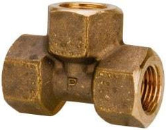 Parker - 1/2 Female Thread, Brass Industrial Pipe Female Tee - FBSPP, 1,000 psi - Apex Tool & Supply