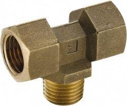Parker - 1/4 Male Thread x 1/4 Female Thread, Brass Industrial Pipe Male Branch Tee - MBSPT x FBSPP, 1,000 psi - Apex Tool & Supply