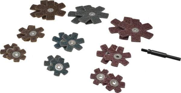 Superior Abrasives - 17 Piece Aluminum Oxide Sanding Star Kit - Contains 1-1/2, 2 & 3" Diam Coarse, Medium & Very Fine Polishing & Sanding Stars - Apex Tool & Supply