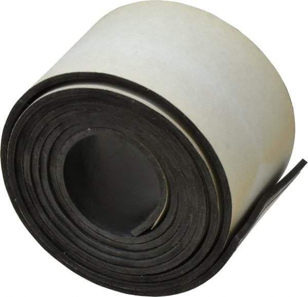 Made in USA - 60" Long, 2" Wide, 0.093" Thick, Buna-N Rubber Foam Sheet - 50 to 60 Durometer, Black, -20 to 180°F, 2,500 psi Tensile Strength, Adhesive Backing, Stock Length - Apex Tool & Supply