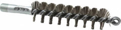 Schaefer Brush - 4-1/2" Brush Length, 1-1/4" Diam, Double Stem, Single Spiral Tube Brush - 7-1/4" Long, Stainless Steel, 1/4" NPSM Male Connection - Apex Tool & Supply