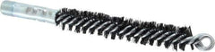 Schaefer Brush - 4-1/2" Brush Length, 3/4" Diam, Double Stem, Double Spiral Tube Brush - 7-1/2" Long, Tempered Steel Wire, 1/4" NPT Male Connection - Apex Tool & Supply