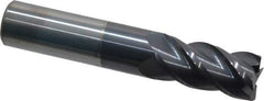 Accupro - 16mm, 32mm LOC, 16mm Shank Diam, 89mm OAL, 4 Flute, Solid Carbide Square End Mill - Single End, AlTiN Finish, Spiral Flute, 40° Helix, Centercutting, Right Hand Cut, Right Hand Flute - Apex Tool & Supply
