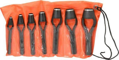 Value Collection - 7 Piece, 3/16 to 15/16", Arch Punch Set - Comes in Vinyl Roll - Apex Tool & Supply