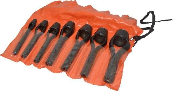 Value Collection - 7 Piece, 1/4 to 1", Arch Punch Set - Comes in Vinyl Roll - Apex Tool & Supply