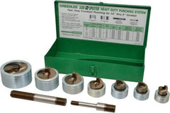 Greenlee - 17 Piece, 2" Punch Hole Diam, Hydraulic Knockout Set - Round Punch, 10 Gage Mild Steel - Apex Tool & Supply