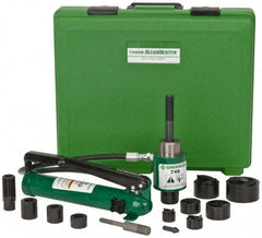 Greenlee - 17 Piece, 2" Punch Hole Diam, Hydraulic Knockout Set - Round Punch, 10 Gage Mild Steel - Apex Tool & Supply