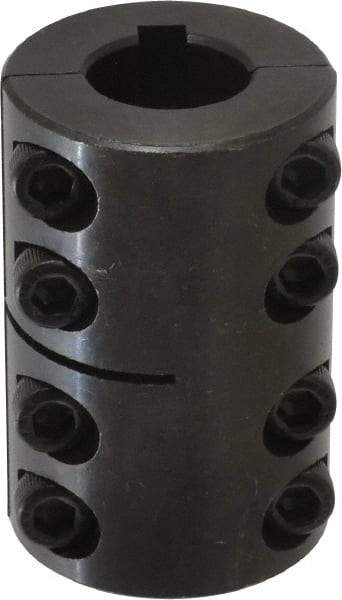 Climax Metal Products - 20mm Inside x 42mm Outside Diam, Metric Two Piece Clamping Rigid Coupling with Keyway - 65mm Long x 6mm Keyway Width x 2.8mm Keyway Depth - Apex Tool & Supply