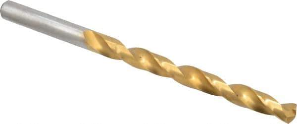 Chicago-Latrobe - Letter G 135° Cobalt Jobber Drill - TiN Finish, Right Hand Cut, Spiral Flute, Straight Shank, 4-1/8" OAL, Split Point - Apex Tool & Supply