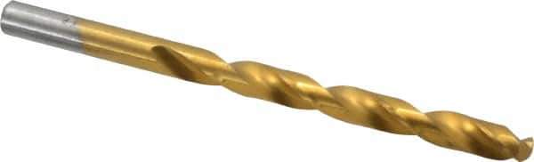 Chicago-Latrobe - Letter K 135° Cobalt Jobber Drill - TiN Finish, Right Hand Cut, Spiral Flute, Straight Shank, 4-1/4" OAL, Split Point - Apex Tool & Supply