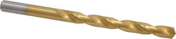 Chicago-Latrobe - Letter Q 135° Cobalt Jobber Drill - TiN Finish, Right Hand Cut, Spiral Flute, Straight Shank, 4-3/4" OAL, Split Point - Apex Tool & Supply