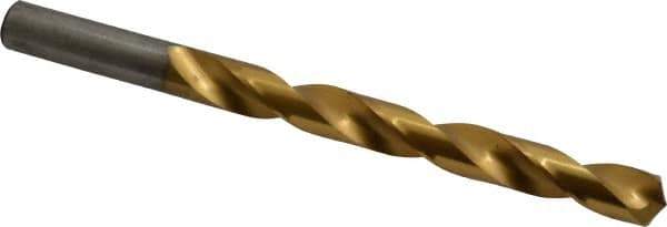 Chicago-Latrobe - Letter Z 135° Cobalt Jobber Drill - TiN Finish, Right Hand Cut, Spiral Flute, Straight Shank, 5-1/4" OAL, Split Point - Apex Tool & Supply