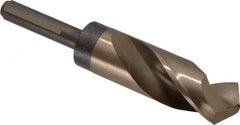 Chicago-Latrobe - 1-1/8" Drill, 118° Point, Cobalt Silver Deming & Reduced Shank Drill Bit - Oxide/Gold Finish, 6" OAL, Straight Shank, 3-1/8" Flute Length, Right Hand Cut, Split Point, Spiral Flute, Regular Spiral - Apex Tool & Supply