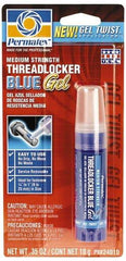 Permatex - 10 Gal Tube, Blue, Medium Strength Gel Threadlocker - Series 240, 24 hr Full Cure Time, Hand Tool Removal - Apex Tool & Supply