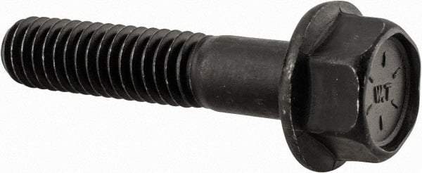 Value Collection - 5/16-18 UNC, 1-1/2" Length Under Head, Hex Drive Flange Bolt - 1-1/2" Thread Length, Grade 8 Alloy Steel, Smooth Flange, Phosphate & Oil Finish - Apex Tool & Supply