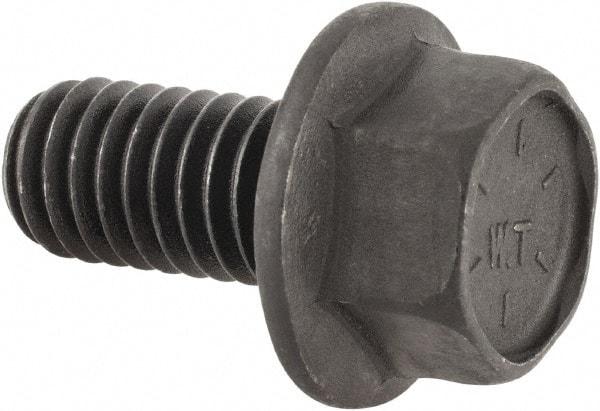 Value Collection - 3/8-16 UNC, 3/4" Length Under Head, Hex Drive Flange Bolt - 3/4" Thread Length, Grade 8 Alloy Steel, Smooth Flange, Phosphate & Oil Finish - Apex Tool & Supply