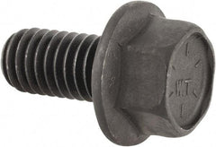 Value Collection - 3/8-16 UNC, 3/4" Length Under Head, Hex Drive Flange Bolt - 3/4" Thread Length, Grade 8 Alloy Steel, Smooth Flange, Phosphate & Oil Finish - Apex Tool & Supply