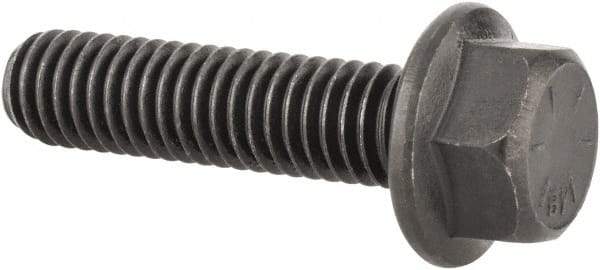 Value Collection - 3/8-16 UNC, 1-1/2" Length Under Head, Hex Drive Flange Bolt - 1-1/2" Thread Length, Grade 8 Alloy Steel, Smooth Flange, Phosphate & Oil Finish - Apex Tool & Supply