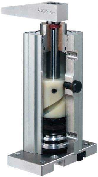 De-Sta-Co - 103 Lb Clamping Force, Adjustable (Right, Left, Straight) Swing, 46.5mm Total Stroke, Single-Acting Pneumatic Swing Clamp - G1/8 Port, 169.93mm Body Length x 39.88mm Body Width, 49.1 cm3 (Clamp), 58.4 cm3 (Unclamp), 145 Max psi - Apex Tool & Supply
