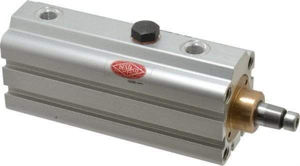 De-Sta-Co - 67 Lb Clamping Force, Adjustable (Right, Left, Straight) Swing, 28mm Total Stroke, Single-Acting Pneumatic Swing Clamp - G1/8 Port, 124.97mm Body Length x 32mm Body Width, 19.4 cm3 (Clamp), 22.5 cm3 (Unclamp), 145 Max psi - Apex Tool & Supply