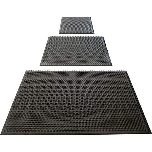 Barefoot - 3' Long x 4' Wide, Dry/Wet Environment, Anti-Fatigue Matting - Black, Nitrile Rubber with Nitrile Rubber Base - Apex Tool & Supply