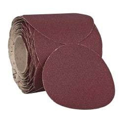 3M - 6" Diam, 120 Grit Ceramic Adhesive PSA Disc - Fine Grade, Reddish Brown, F Weighted Backing, Flexible, Use with Random Orbital Sanders - Apex Tool & Supply