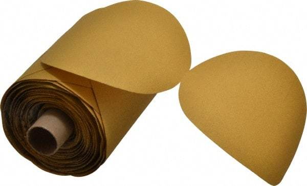 3M - 5" Diam, 100 Grit Aluminum Oxide Adhesive PSA Disc - Fine Grade, Gold, Polyester Backing, Flexible, Use with Random Orbital Sanders - Apex Tool & Supply