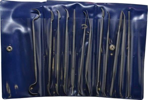 Grobet - 12 Piece Swiss Pattern File Set - 6" Long, 0 Coarseness, Die Sinker's Handle - Apex Tool & Supply