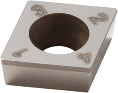Seco - CCGW32.51 Grade CBN200 PCBN Turning Insert - Uncoated, 80° Diamond, 3/8" Inscr Circle, 5/32" Thick, 1/64" Corner Radius - Apex Tool & Supply