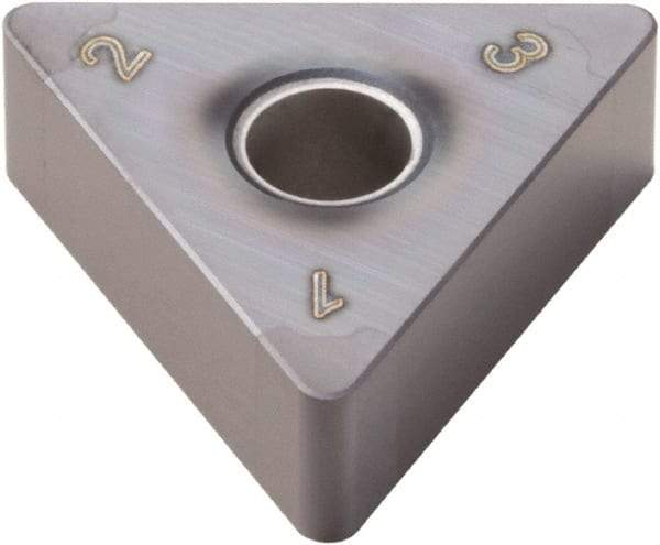 Seco - TNGA332 Grade CBN060K PCBN Turning Insert - TiSiAlN Finish, 60° Triangle, 3/8" Inscr Circle, 3/16" Thick, 1/32" Corner Radius - Apex Tool & Supply