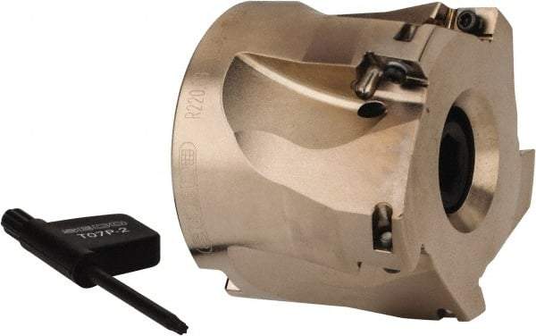 Seco - 5 Inserts, 2" Cut Diam, 3/4" Arbor Diam, 0.354" Max Depth of Cut, Indexable Square-Shoulder Face Mill - 0° Lead Angle, 1.575" High, XO.X 10T3.. Insert Compatibility, Through Coolant, Series Turbo 10 - Apex Tool & Supply