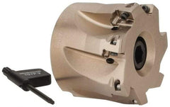 Seco - 7 Inserts, 2" Cut Diam, 3/4" Arbor Diam, 0.354" Max Depth of Cut, Indexable Square-Shoulder Face Mill - 0° Lead Angle, 1.575" High, XO.X 10T3.. Insert Compatibility, Through Coolant, Series Turbo 10 - Apex Tool & Supply