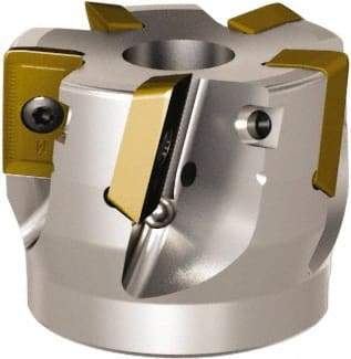 Seco - 5 Inserts, 80mm Cut Diam, 27mm Arbor Diam, 20mm Max Depth of Cut, Indexable Square-Shoulder Face Mill - 50mm High, ABEX 26.. Insert Compatibility, Through Coolant - Apex Tool & Supply