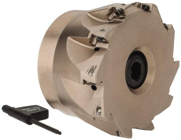 Seco - 10 Inserts, 3" Cut Diam, 1" Arbor Diam, 0.354" Max Depth of Cut, Indexable Square-Shoulder Face Mill - 0° Lead Angle, 1.969" High, XO.X 10T3.. Insert Compatibility, Through Coolant, Series Turbo 10 - Apex Tool & Supply