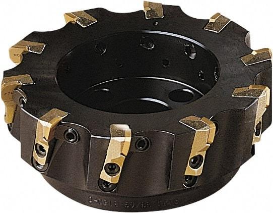 Seco - 8 Inserts, 3.937" Cutter Diam, 0.0394" Max Depth of Cut, Indexable High-Feed Face Mill - 1.26" Arbor Hole Diam, 0.315" Keyway Width, 1.9685" High, R220.30 Toolholder, Series R220.30 - Apex Tool & Supply