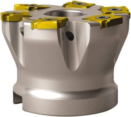 Seco - 6 Inserts, 63mm Cut Diam, 27mm Arbor Diam, 3.1mm Max Depth of Cut, Indexable Square-Shoulder Face Mill - 90° Lead Angle, 45mm High, SNHQ 1203 Insert Compatibility, Through Coolant - Apex Tool & Supply