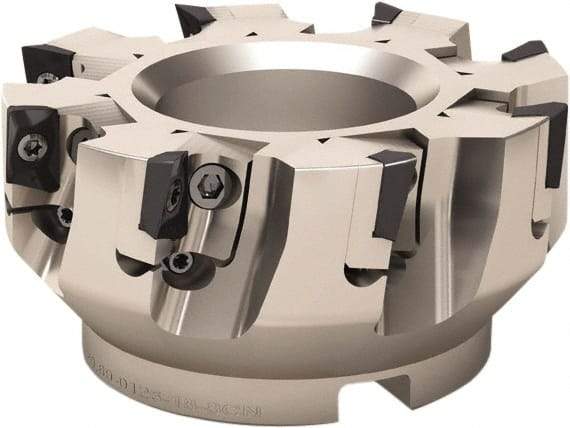 Seco - 12 Inserts, 200mm Cut Diam, 60mm Arbor Diam, 11mm Max Depth of Cut, Indexable Square-Shoulder Face Mill - 90° Lead Angle, 63mm High, XO.. 1204 Insert Compatibility - Apex Tool & Supply