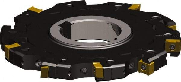 Seco - Arbor Hole Connection, 0.3937" Cutting Width, 1.071" Depth of Cut, 100mm Cutter Diam, 1-1/16" Hole Diam, 4 Tooth Indexable Slotting Cutter - 335.18 Toolholder, LNK.. 06.. Insert - Apex Tool & Supply