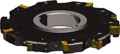 Seco - Arbor Hole Connection, 0.3937" Cutting Width, 1.071" Depth of Cut, 100mm Cutter Diam, 1-1/16" Hole Diam, 4 Tooth Indexable Slotting Cutter - 335.18 Toolholder, LNK.. 06.. Insert - Apex Tool & Supply