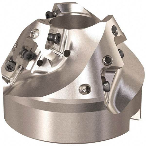 Seco - 67mm Cut Diam, 27mm Arbor Hole, 28mm Max Depth of Cut, 60° Indexable Chamfer & Angle Face Mill - 9 Inserts, XO.. 1204 Insert, Right Hand Cut, 9 Flutes, Through Coolant, Series R220.49 - Apex Tool & Supply