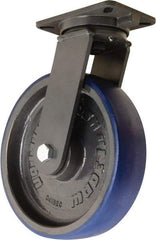 Hamilton - 12" Diam x 3" Wide x 15-1/2" OAH Top Plate Mount Swivel Caster - Polyurethane Mold onto Cast Iron Center, 2,800 Lb Capacity, Sealed Precision Ball Bearing, 5-1/4 x 7-1/4" Plate - Apex Tool & Supply