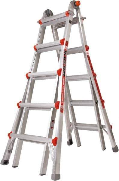 Little Giant Ladder - 18 Steps, 19' High, Type IAA Rating, Aluminum Multi-Use Ladder - 375 Lb Load Capacity, 27" Base Width - Apex Tool & Supply