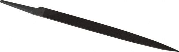 Grobet - 8" Standard Precision Swiss Pattern Barrette File - Double Cut, 7/8" Width Diam x 13/64" Thick, With Tang - Apex Tool & Supply