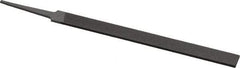 Grobet - 6" Standard Precision Swiss Pattern Equalling File - Double Cut, 1/2" Width Diam x 7/64" Thick, With Tang - Apex Tool & Supply
