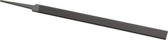 Grobet - 8" Standard Precision Swiss Pattern Equalling File - Double Cut, 21/32" Width Diam x 1/8" Thick, With Tang - Apex Tool & Supply