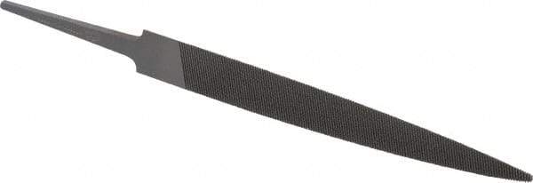 Grobet - 4" Standard Precision Swiss Pattern Half Round File - Double Cut, 15/32" Width Diam x 9/64" Thick, With Tang - Apex Tool & Supply