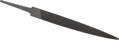 Grobet - 4" Standard Precision Swiss Pattern Half Round File - Double Cut, 15/32" Width Diam x 9/64" Thick, With Tang - Apex Tool & Supply