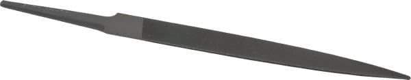 Grobet - 4" Standard Precision Swiss Pattern Half Round File - Double Cut, 15/32" Width Diam x 9/64" Thick, With Tang - Apex Tool & Supply