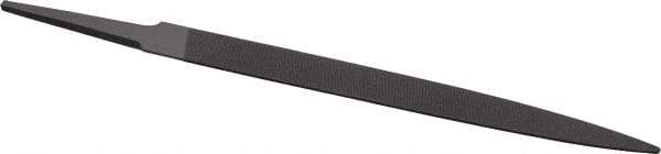 Grobet - 6" Standard Precision Swiss Pattern Half Round File - Double Cut, 19/32" Width Diam x 3/16" Thick, With Tang - Apex Tool & Supply
